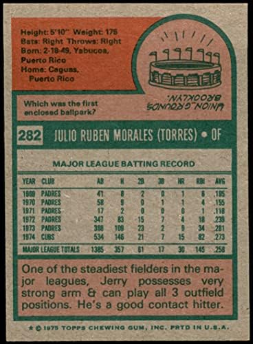 1975 Topps 282 Jerry Morales Chicago Cubs NM+ Cubs