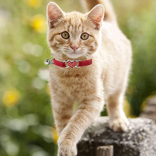 Colarinho de gato com sino, colar de gatinho adorável com colar de gato de strass para cachorros