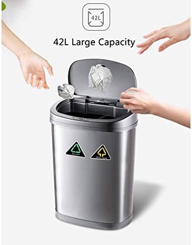 Lixeiras de resíduos wxxgy, lixo CAN 42L Separação Reciclagem Bin lixo de aço inoxidável lixo alimentado por baterias