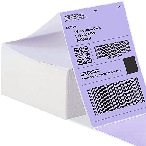 Etiquetas de remessa direta térmica 4x6, papel de impressora de rótulo de transporte roxo, etiquetas