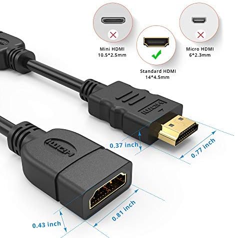 Electop HDMI Extensão Cabo 2 Suporte de embalagem 4K e 3D 1080p HDMI HDMI Male para fêmea Conversor adaptador