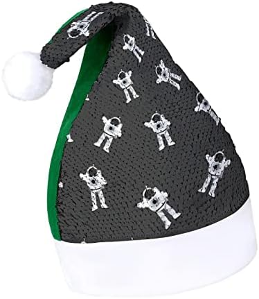 Cosmonaut Space Pattern Liginas Chapéus de Natal Capéu de Santa Xmas para adultos Fantas de festa de Natal Merry