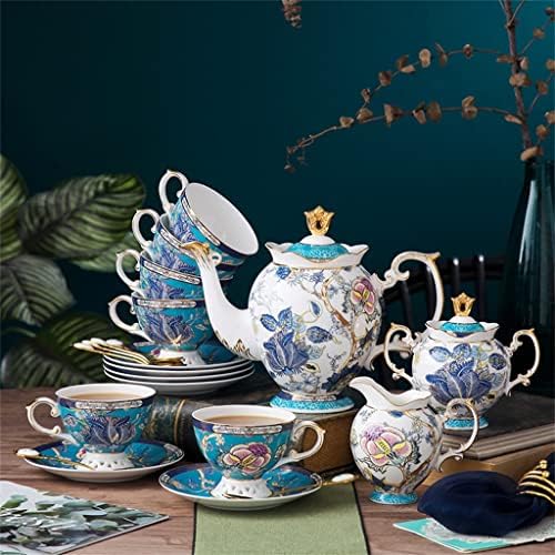 Uxzdx Bone China Cup de café e pires Conjunto de pires artesanal de porcelana British Tea Set Coffee Char