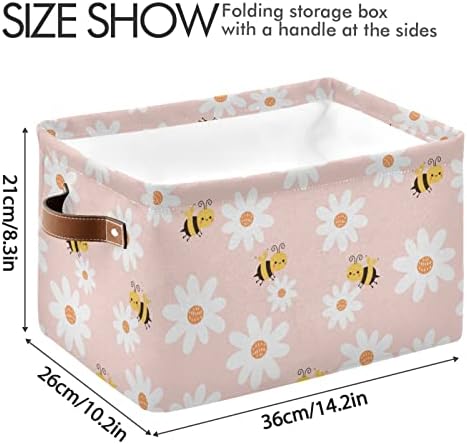 Mnsruu Storage Basket Daisy Flower and Bee Pink Cosce
