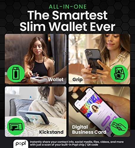 WalleyGrip 2.0 All-in-One Magnetic Phone Cartet, confortável Grip Loop Grip & Kickstand destacável Magsafe RFID Montador de cartão | Segura 3 cartões | Pagamentos seguros com mãos livres