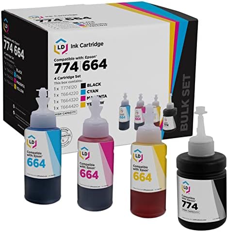 Substituições de garrafas de tinta compatíveis com LD para Epson 774 e Epson 664