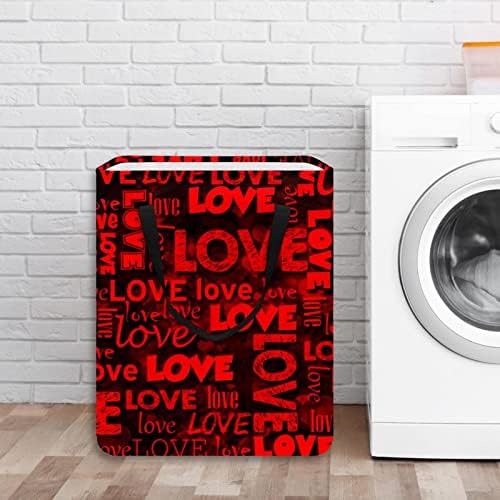 Love Pattern Pattern Red Print Print Collapsible Laundry Horse, 60l de lavanderia à prova d'água de lavagem de
