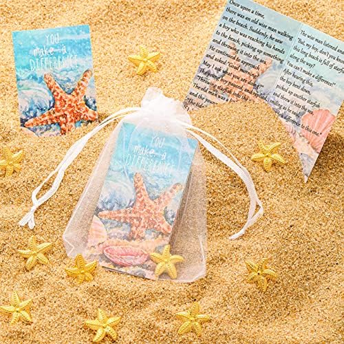 Starfish Story mantém cartões de apreciação de lapela de estrela do mar com sacolas de organza Você faz a