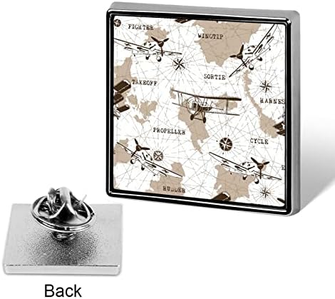Pinos de botão do mapa mundial da rota aérea vintage para backpack square pinos de broche fofos