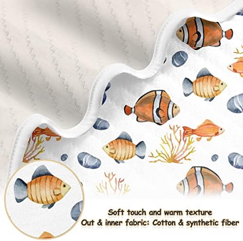 Cobertores de bebê de peixes de palhaço aquarela para meninos, cobertores de crianças pequenas e macias para