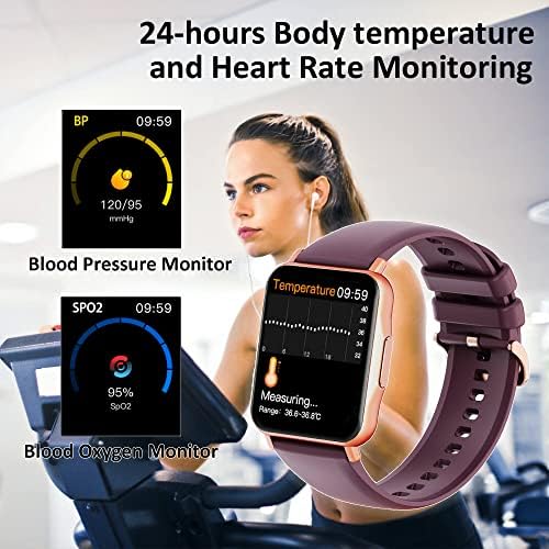Relógio inteligente para mulheres, Hongmed 1,69 relógio de fitness com temperatura de pressão arterial Monitor