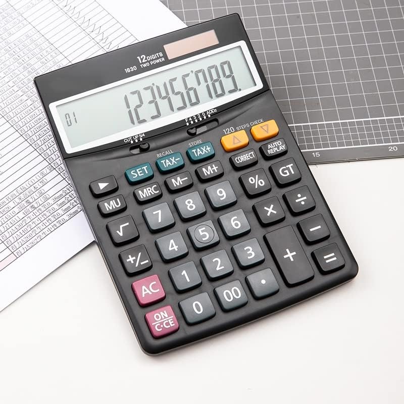 Calculadora CuJux 120 Etapas Verifique as calculadoras de impostos de 12 dígitos Bateria e Solar Office