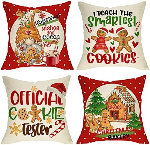 USSAP Winter Christmas Christmas Gingerbread Gnomo Concesos de travesseiros decorativos, Merry Xmas