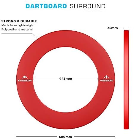 Missão Darts Dartboard Surround | Dartboard de polímero durável profissional em várias cores vermelho,