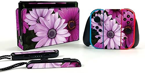 MightySkins Skin Compatível com Nintendo Switch OLED - Flores roxas Protetor, durável e exclusivo Decal