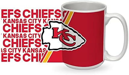 Rico Industries NFL Football Kansas City Chiefs 15 oz caneca de cerâmica branca para fãs da NFL