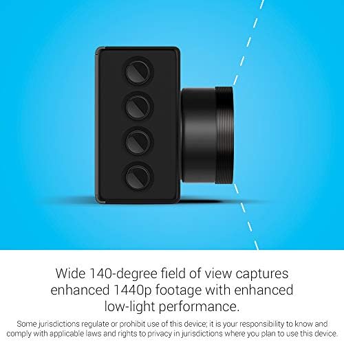 Garmin Dash Cam 56, campo de visão de 140 graus de 140 graus na tela e controle de voz de 1440p HD, 2 de LCD, muito