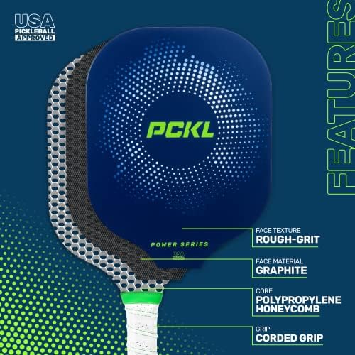 PCKL Pickleball Paddle Racket | USA APROVADO DE PICKLEBALL | Face de carbono de grafite com grande