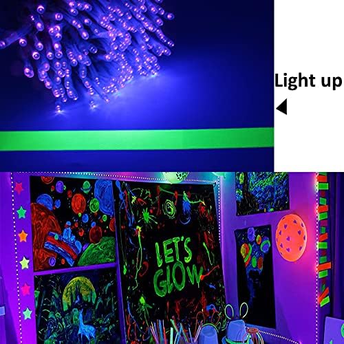 Solhice 40 pés Blacklights Luzes de corda 160 LEDs com remoto para festa de brilho, luzes pretas conectam luzes