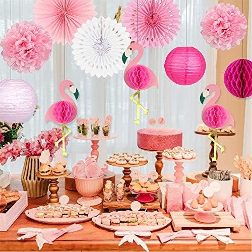Decorações de festa tropical Pink Flamingo Party Supplies Pom Pom Poms Paper Flowers Paper Fan Paper