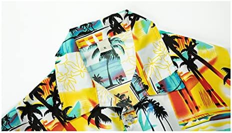 RVIDBE Havaí roupas de férias para homens, masculinos linho roupas de 2 peças Cardigan Fashion Beach Roupas