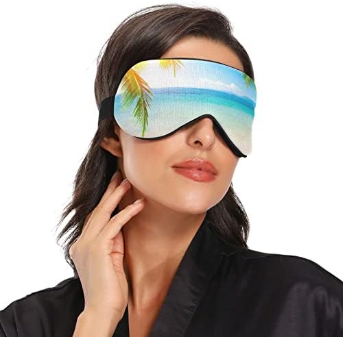 Bem -dia máscara do sono verão verão Palm Palm Beach Night Eye Shade Cover conforto Soft Blockout Blockout Strap