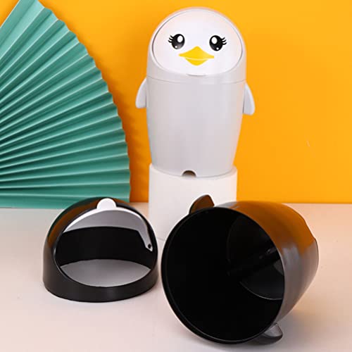 Zerodeko mini lixo lata pingüin shapel lixo lixo bin kawaii lixo lixo com tampa para o quarto de carro em casa