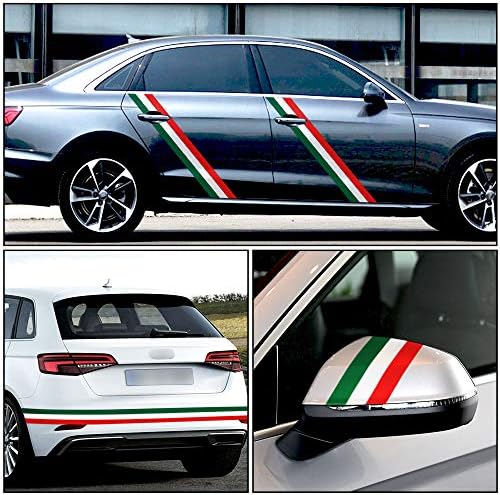 Tomall 78 x5.9 Decalque de faixa colorida da bandeira italiana para capa de carro para capa para carro