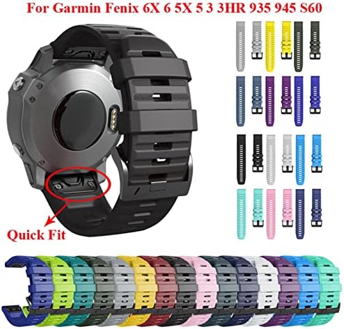 Fehauk 26 22mm Rápula rápida para Garmin Fenix ​​7 7x 6x 6Pro relógio Silicone Easy Fit Wrist Strap for