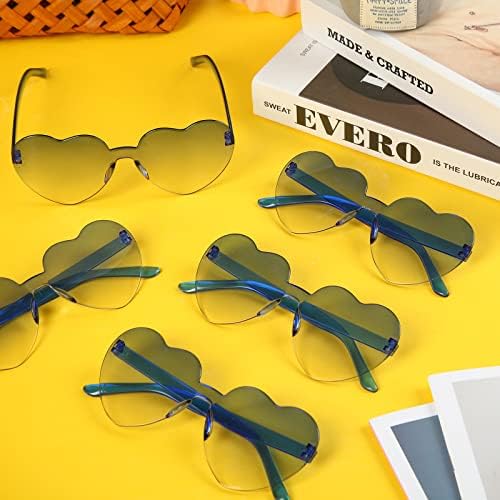 Yexiya 16 pares de óculos de sol sem forma de borda do coração Love Transparente Fun Sunglasses