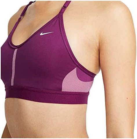 Nike dri-fit indy feminino feminino de suporte de luz acolchoada esportiva de sutiã de gola em V Grey/Black