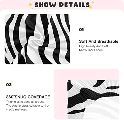 Alaza Animal Zebra Print White Stripe Folhetos de berço de berço de berço para meninos bebês
