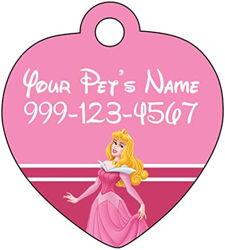 Princesa Aurora Beleza adormecida Tag de identificação de animais de estimação para cães e gatos personalizados