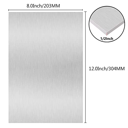 6061 T651 Folha de alumínio Metal 8 x 12 x 1/2 Placa de alumínio grossa plana grossa coberta com filme