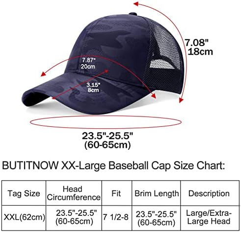 O Geral tamanho XXL High Crown Baseball Cap & Mesh Trucker Hat Big Head Hats - Hat de Papai Respirável Ajustável