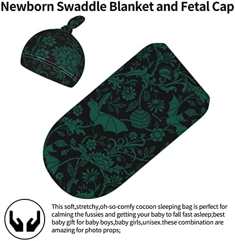 Belinyo Bat Flower Recém -nascido Swaddle Conjunto de bebê recebendo cobertor com chapéu de gorro Swaddle para meninos