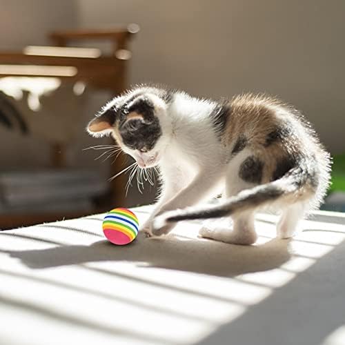 10pcs vermelho arco -íris bolas de brinquedo de gato macio durável Eva espuma interativa gatinhos internos