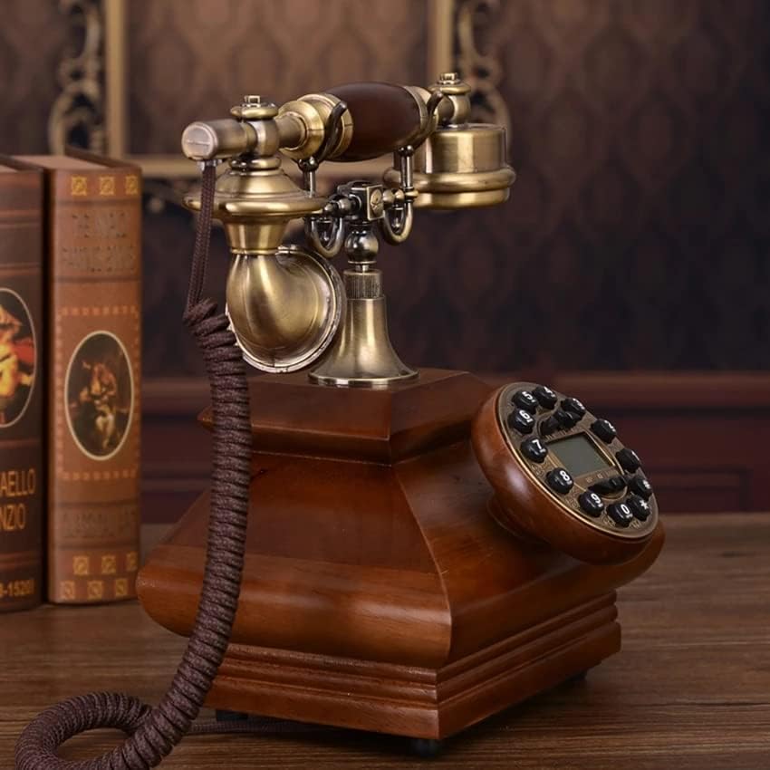 Trexd Antique Antique Retro Telefone Decoração de Linha Fólica Molosa, Dial Button Com ID do Caller, Chamada