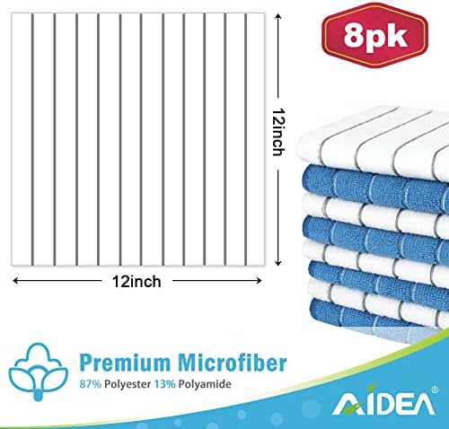 Microfiber-8pk de pano de AIDEA, 12 ”x12”, super macio e absorvente, Microfiber Prishiber Dish Rags para