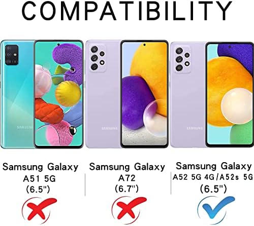 Caso Zonnavi para Samsung Galaxy A52 4G / 5G / A52S 5G Caixa da carteira com suporte de cartão, caixa de