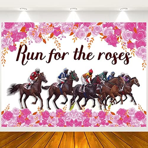 2023 Kentucky Derby Banner de 5x3 pés Kentucky Horse Party Background Decoration Run for the Roses Theme