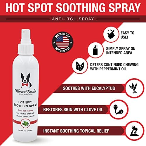 Warren London Dog Hot Spot Spray Spray- Spray anti-coceira de resfriamento com mentol feito nos EUA-