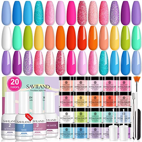 Saviland 29pcs Dip Powder Nail Kit e Saviland 5*15ml Dip Powder Liquid Set