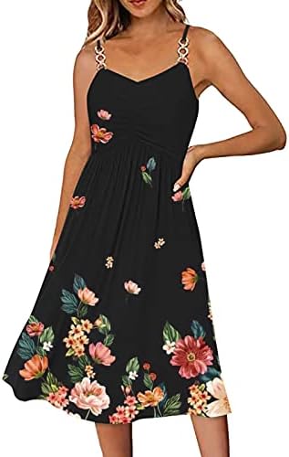 Mulheres sem mangas V Spaghetti Strap Summer veste uma linha 2023 mini vestido sexy de coquetel de coquetéis de