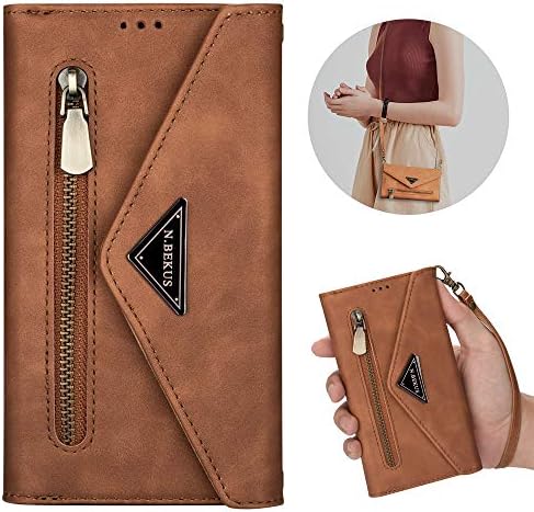 Caixa da carteira XYX para Samsung A50, Crossbody Zipper Purse Leather Kickstand Flip Case Caso com
