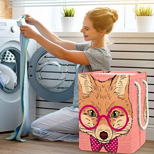 Raposa unicey com óculos rosa impermeabilizando lavanderia dobrável cesto para crianças quarto quarto berçário bebê