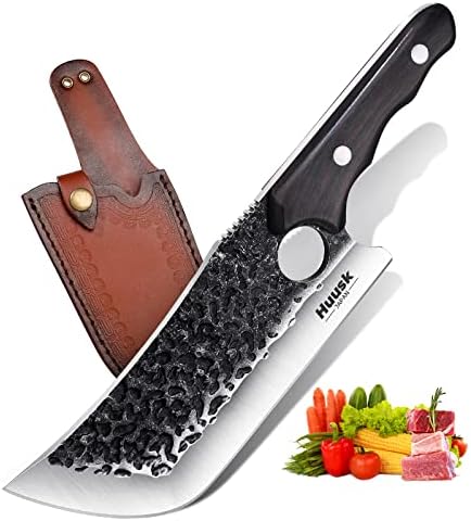 Huusk forjou faca de cutelo com bainha faca de açougueiro para corte de carne para corte de carne para faca