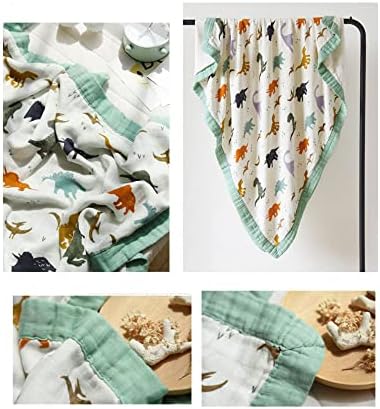 Little Jump Dinosaur Muslin Quilts - cobertor de verão de bambu para criança - grandes dimensões 47 x 47 -