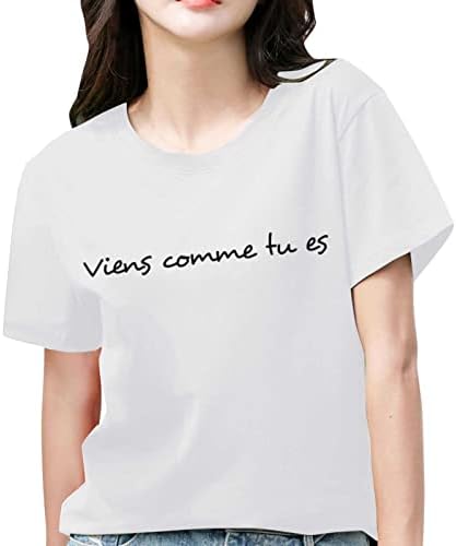 Camisetas femininas de manga comprida feminino verão superior impressa camiseta casual letra padrão