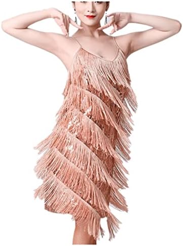 Vestido de dança latina de salsa feminina Taquela de tamel Fringe Fringe Fringy 1920s Gatsby Cocktail